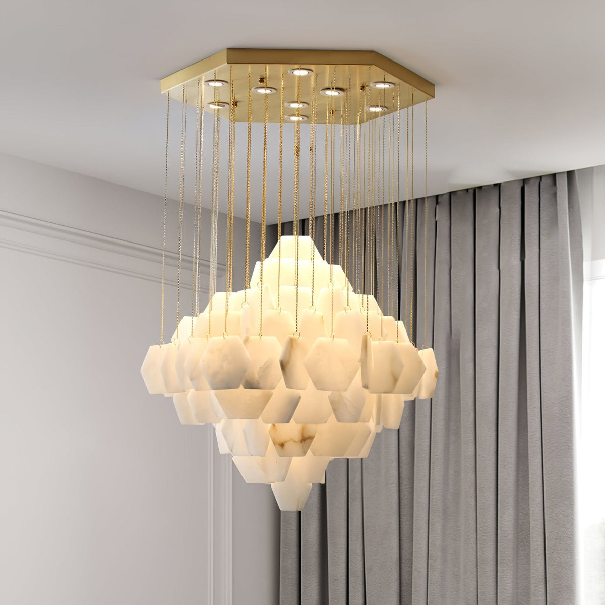 Candeeiro de teto Avenanena de luxo em alabastro