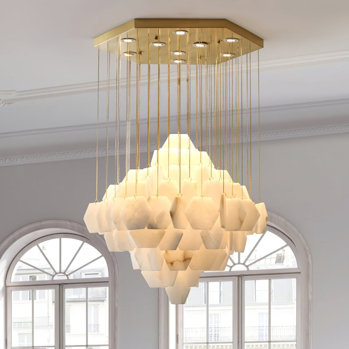 Candeeiro de teto Avenanena de luxo em alabastro