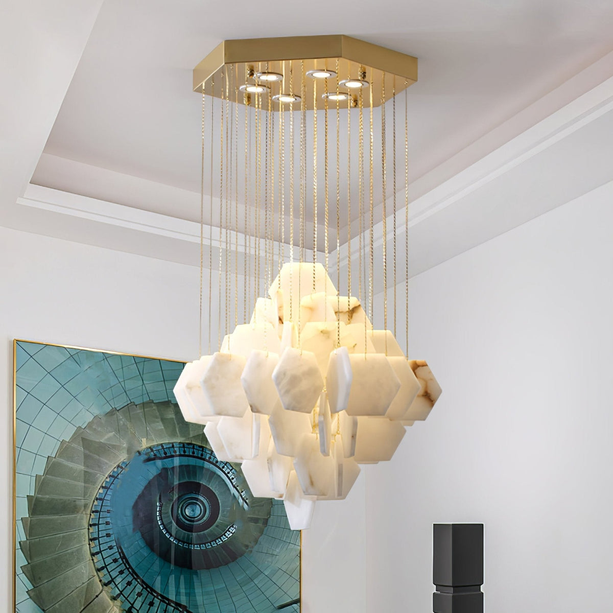 Candeeiro de teto Avenanena de luxo em alabastro