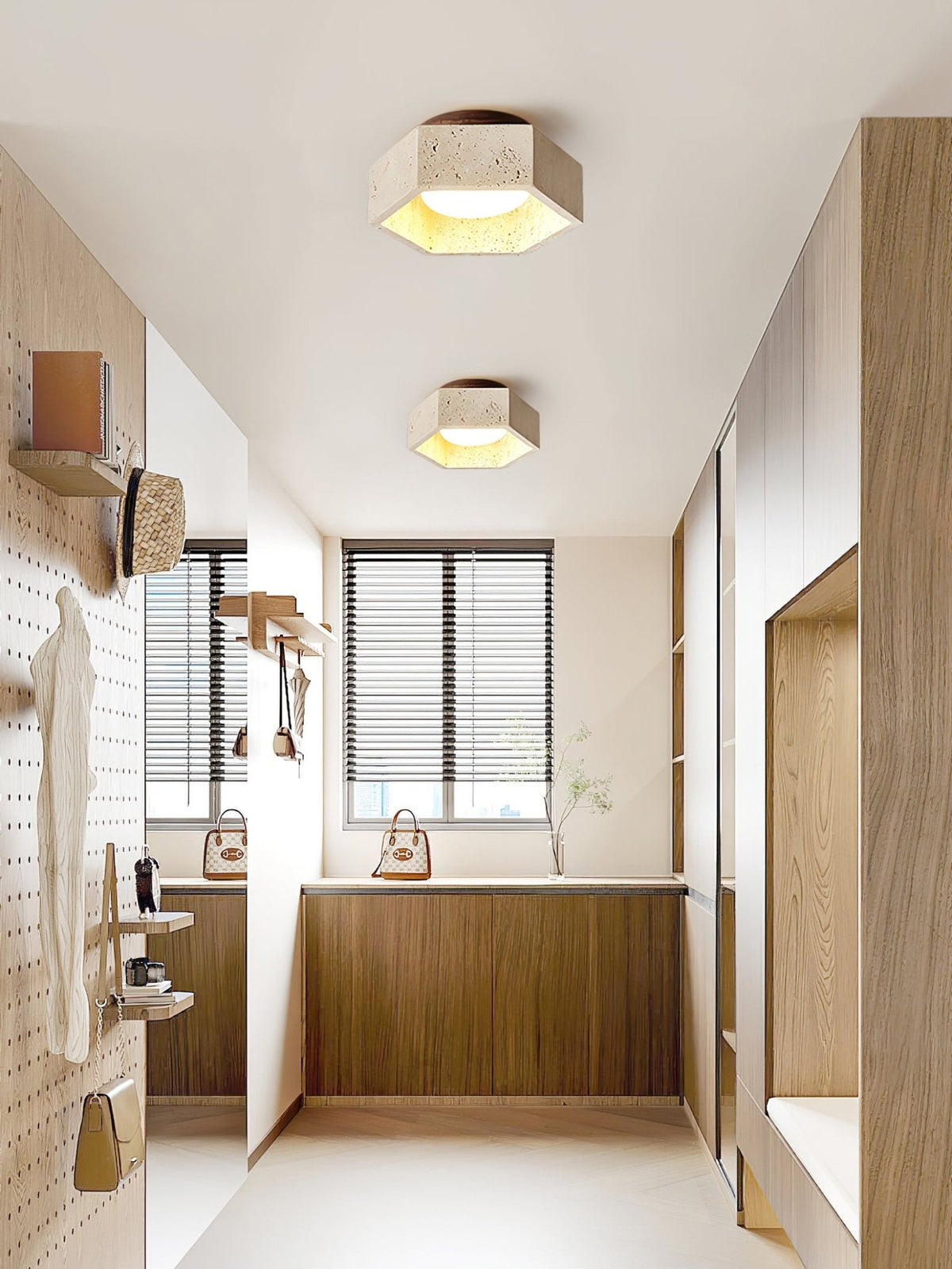 Noriaine loftslampe i travertin