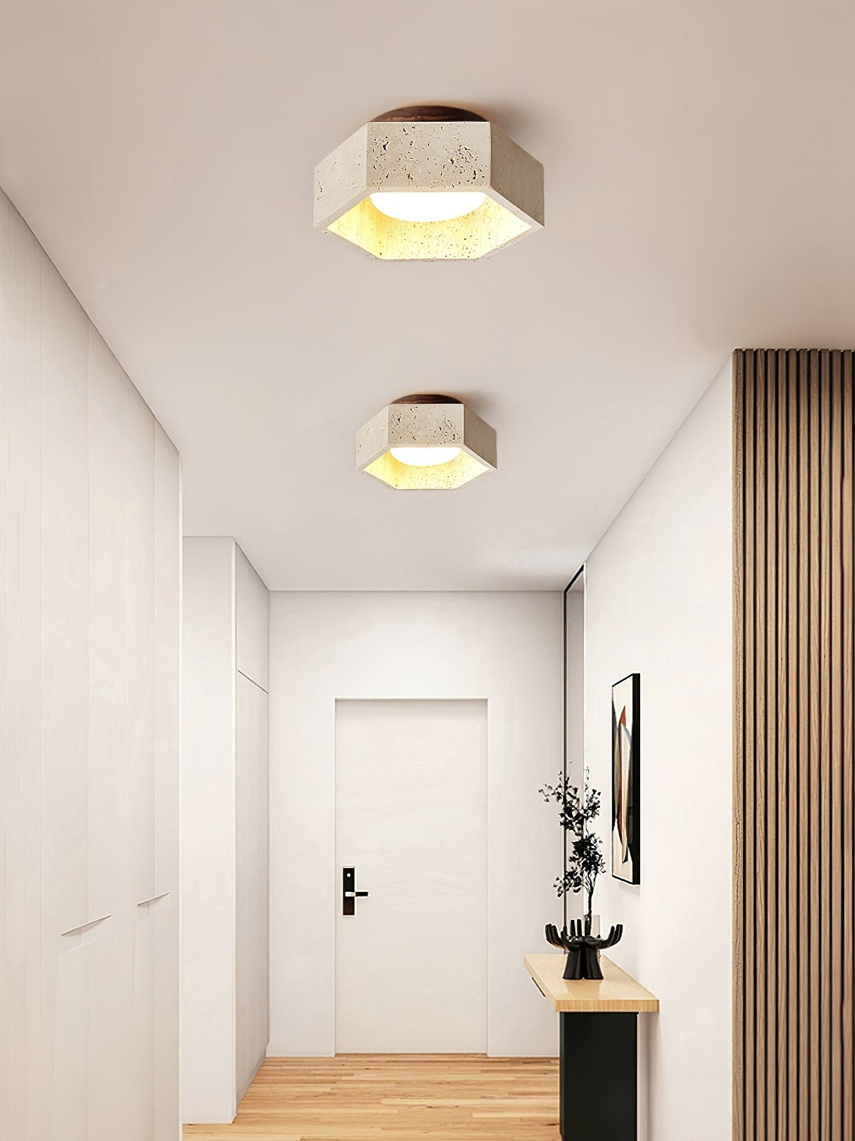 Noriaine loftslampe i travertin
