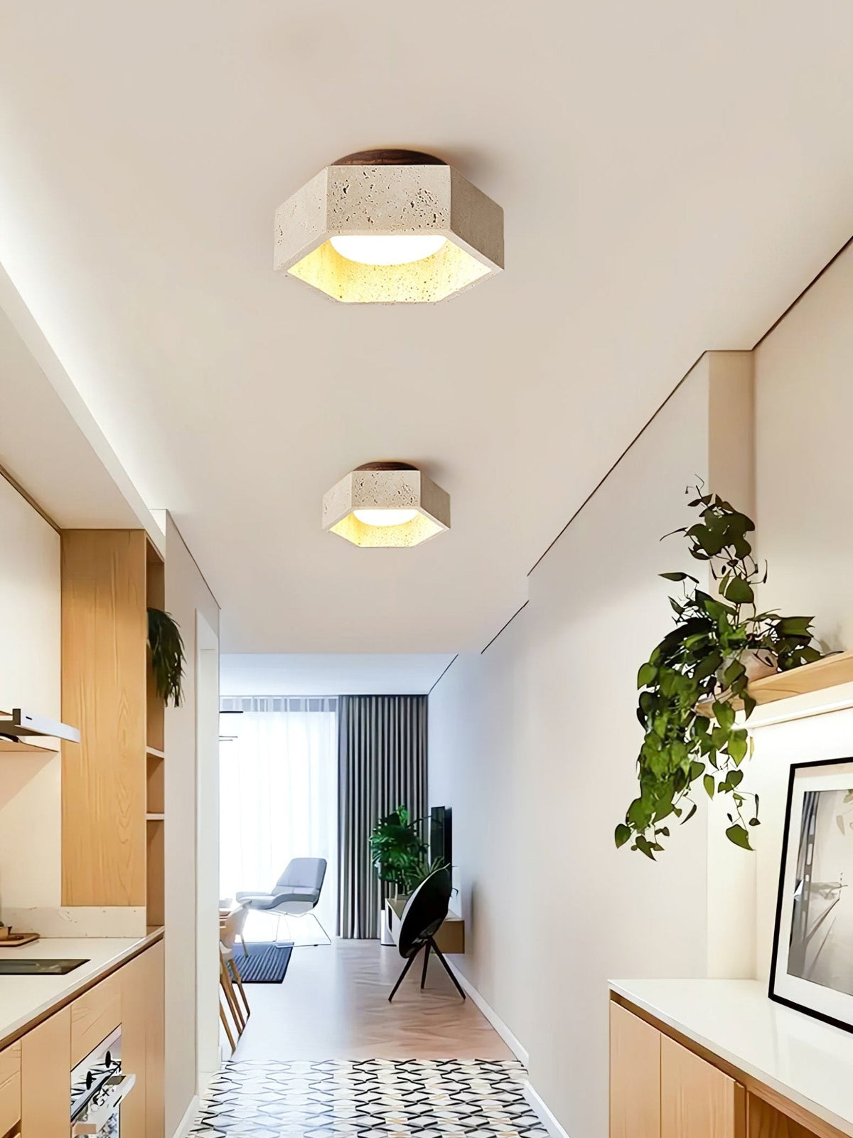 Noriaine loftslampe i travertin