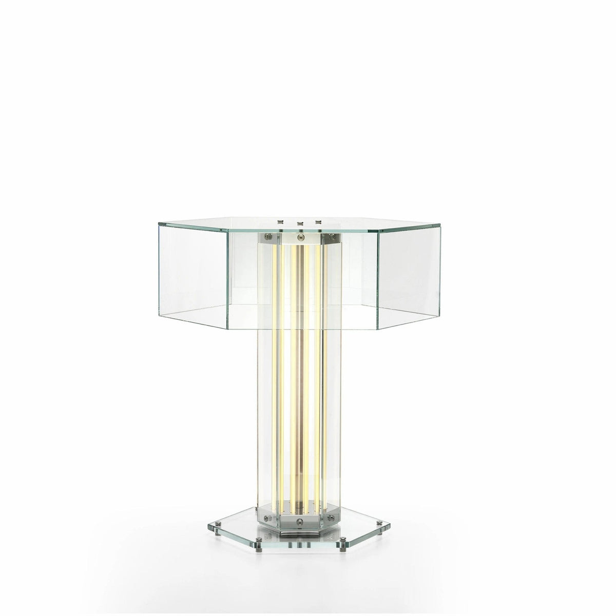 Bordlampe med sekskantet glas