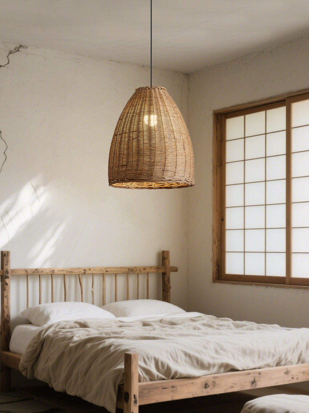 Jarrowcombe-pendellampe i flettet rattan