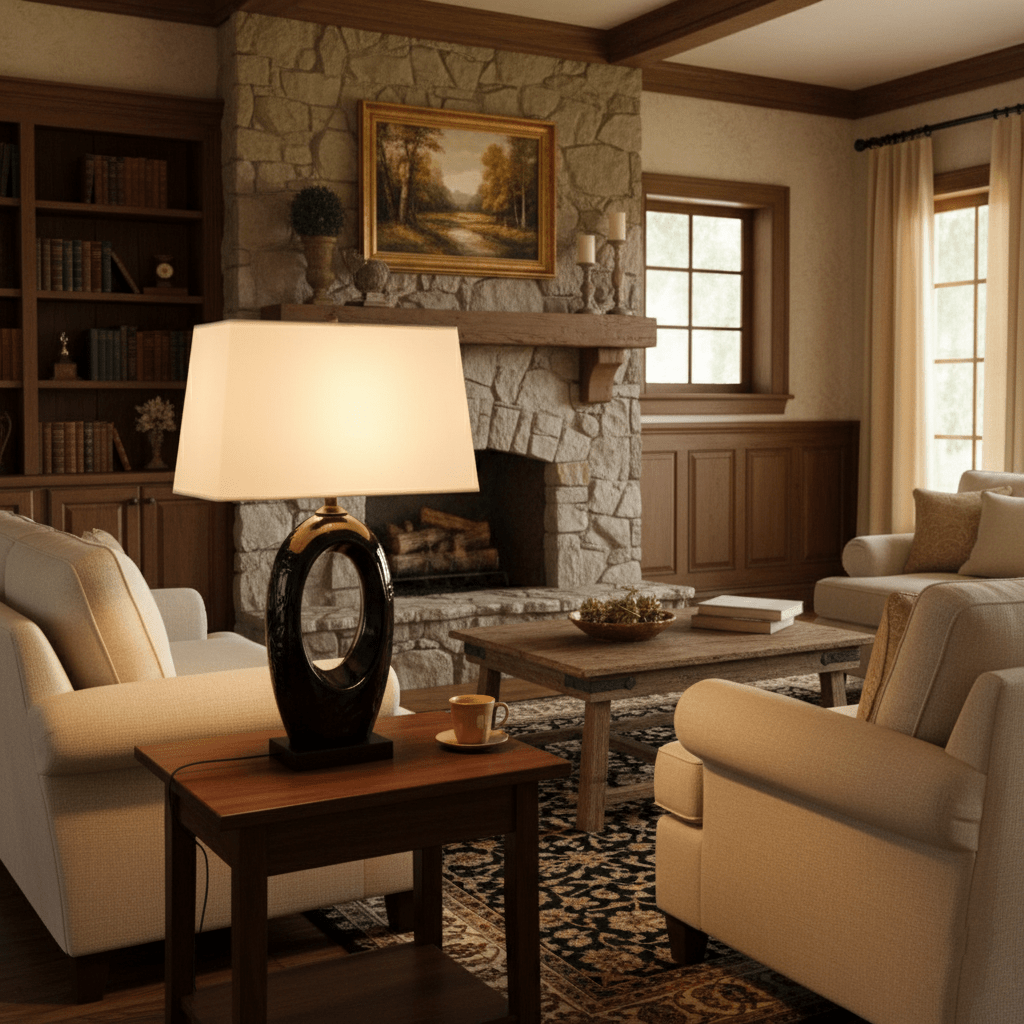 Vesperon oval keramisk bordlampe