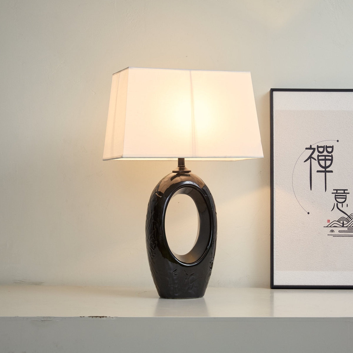 Vesperon oval keramisk bordlampe