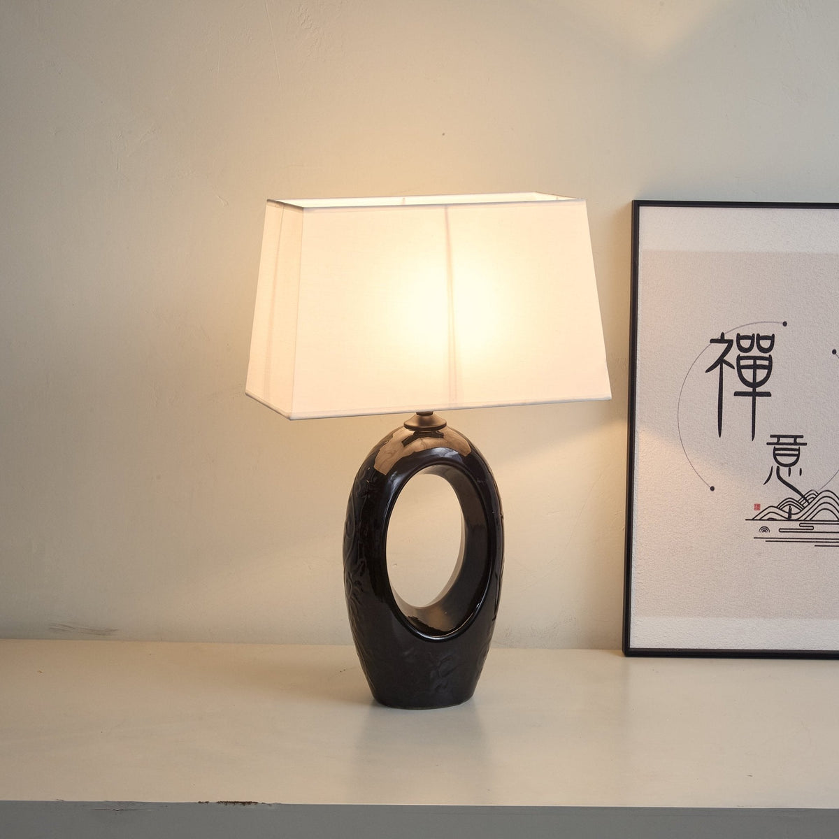 Vesperon oval keramisk bordlampe