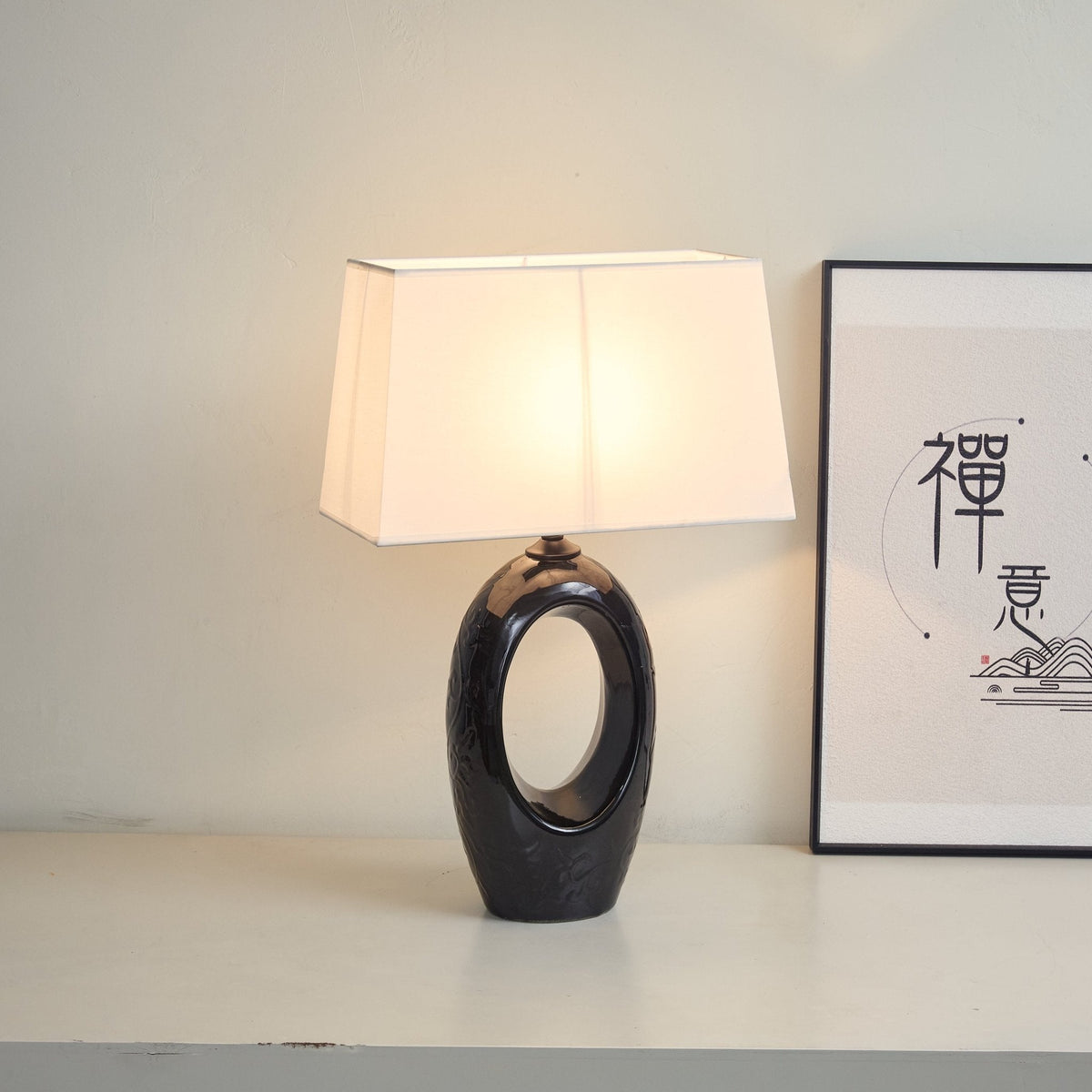 Vesperon oval keramisk bordlampe