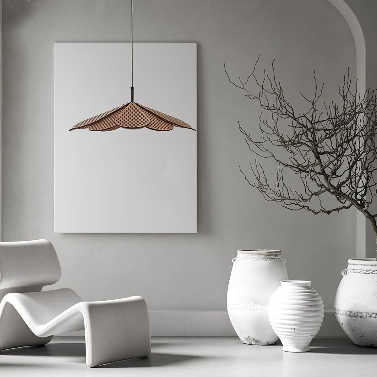 Zevarus nordisk kunstnerisk pendellampe i wabi-sabi-stil og træ
