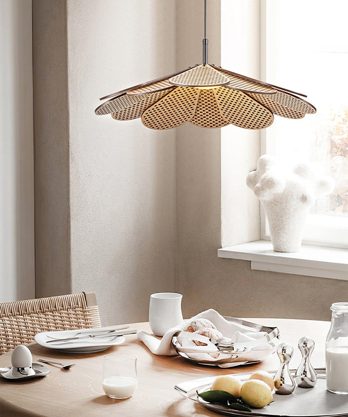 Zevarus nordisk kunstnerisk pendellampe i wabi-sabi-stil og træ