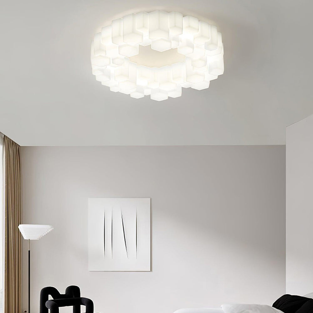 Arisha bikageformet loftlampe i metal, hvid