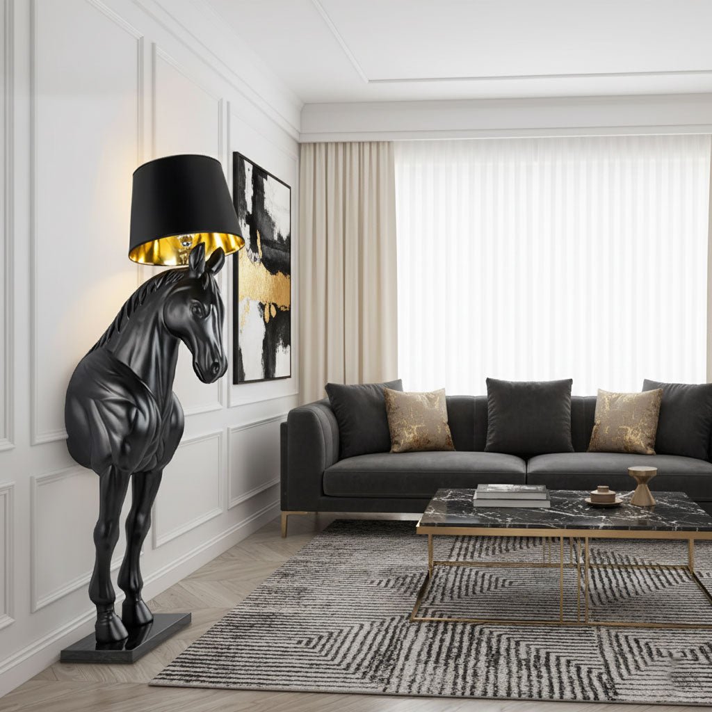 Candeeiro de pé Brammell com estátua de cavalo