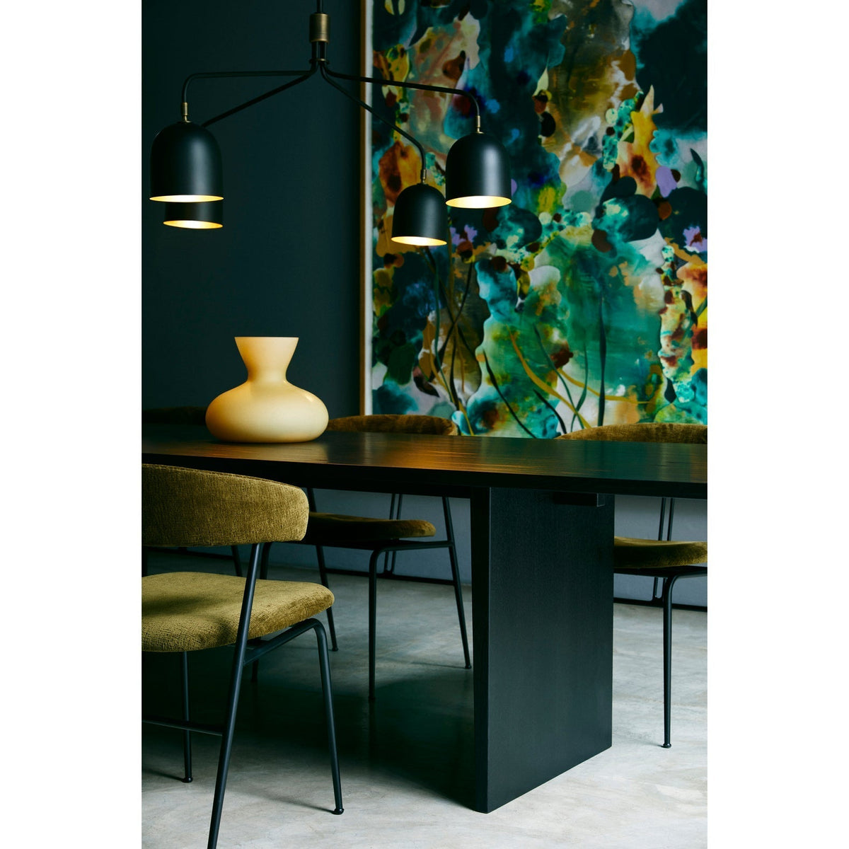 Candeeiro de teto Casorira preto e latão, industrial