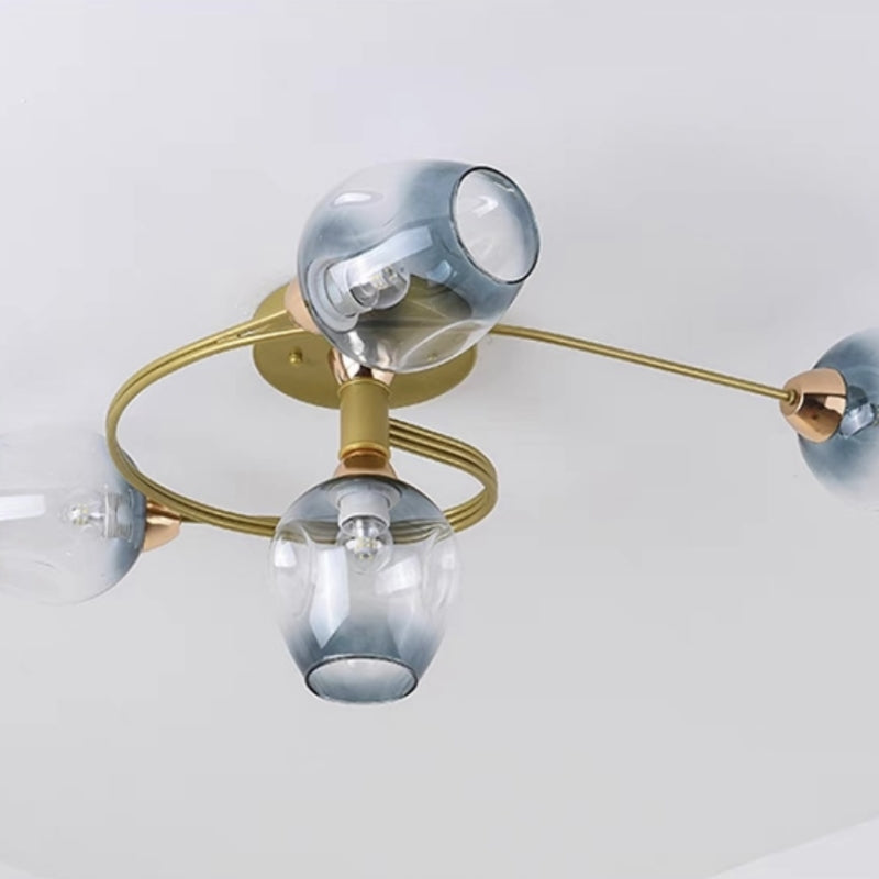 Valentina loftslampe til planmontering i glas, sort/guld, spisestue