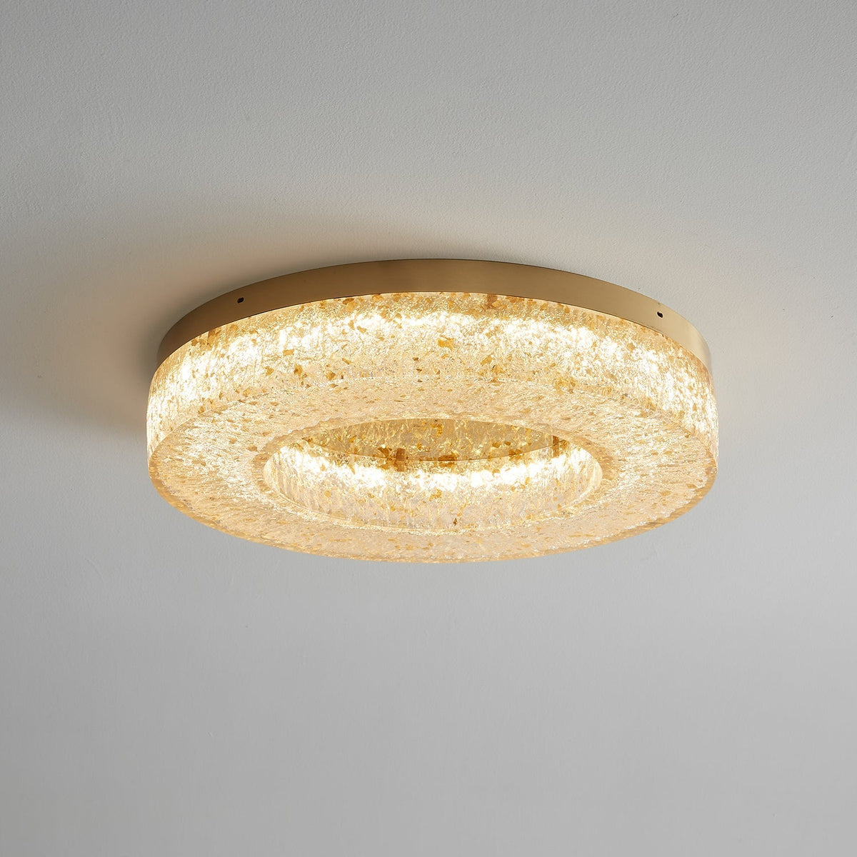 Dovira rund loftlampe i harpiks med iskrakeleret effekt