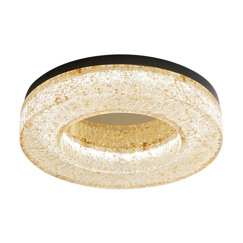 Dovira rund loftlampe i harpiks med iskrakeleret effekt