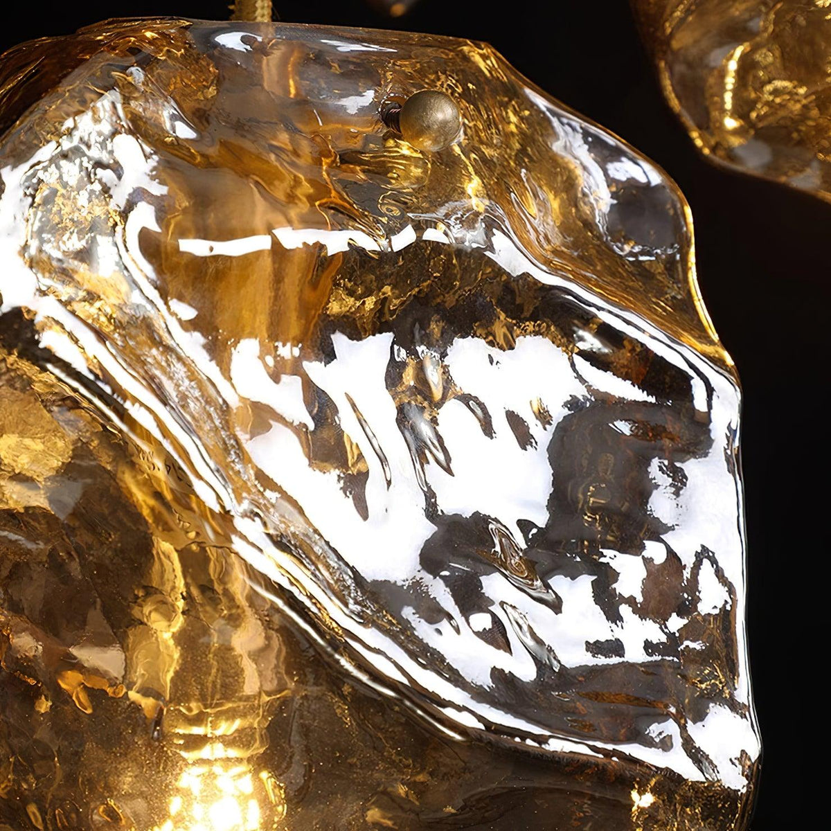 Ice Glass Pendant Light Brass