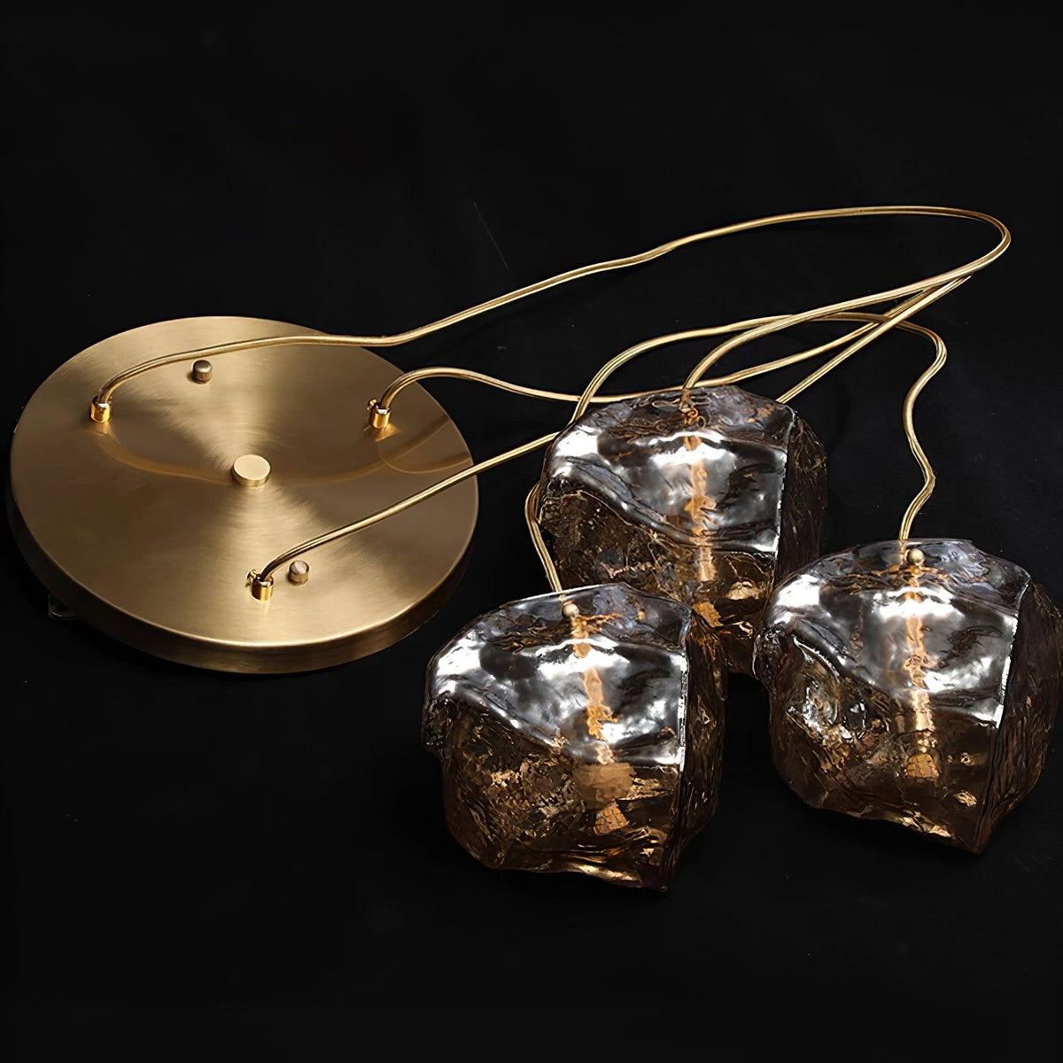 Ice Glass Pendant Light Brass