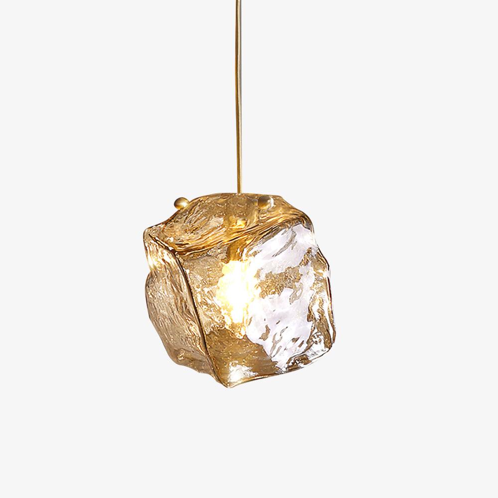Ice Glass Pendant Light Brass
