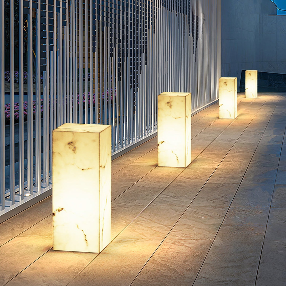 Luz exterior moderna minimalista em mármore, em cubo, Ardorion