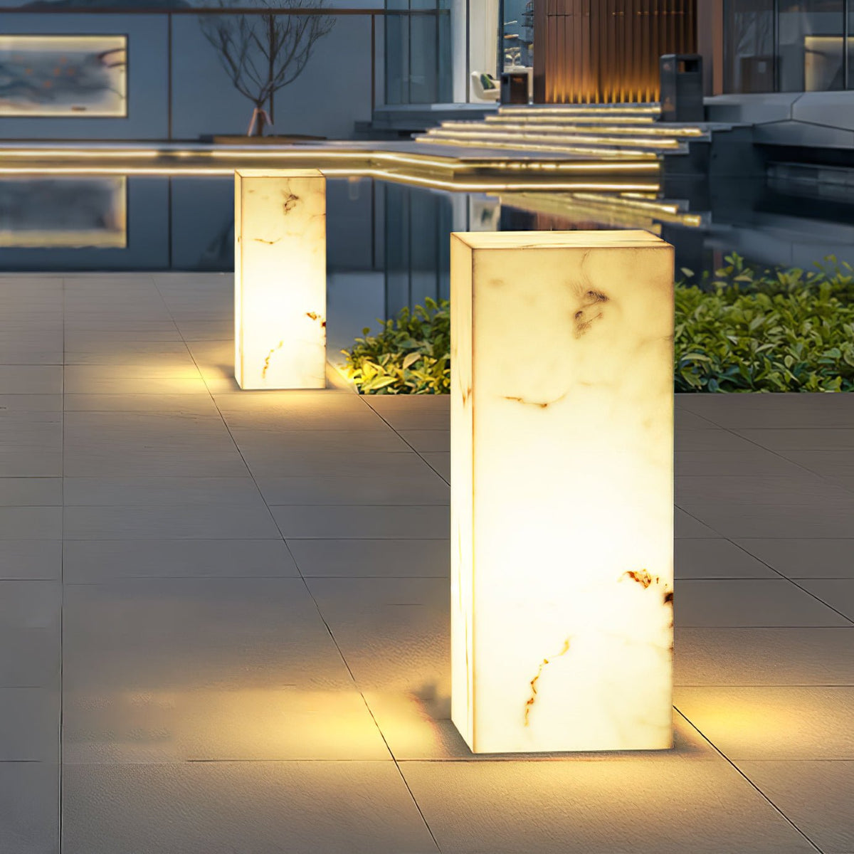 Luz exterior moderna minimalista em mármore, em cubo, Ardorion