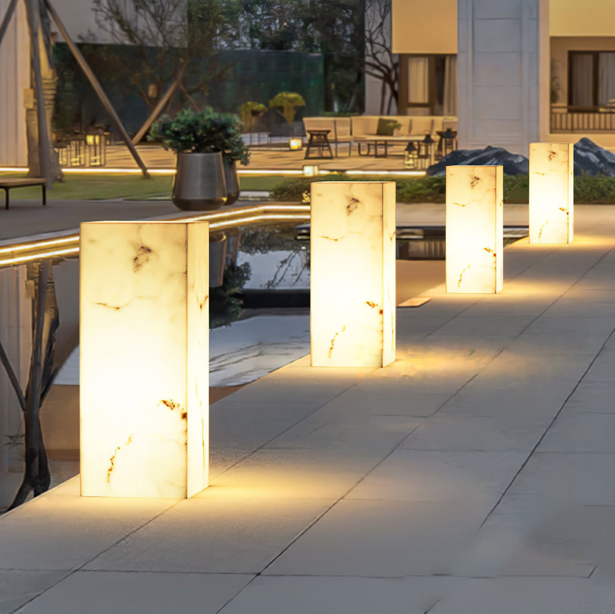 Luz exterior moderna minimalista em mármore, em cubo, Ardorion
