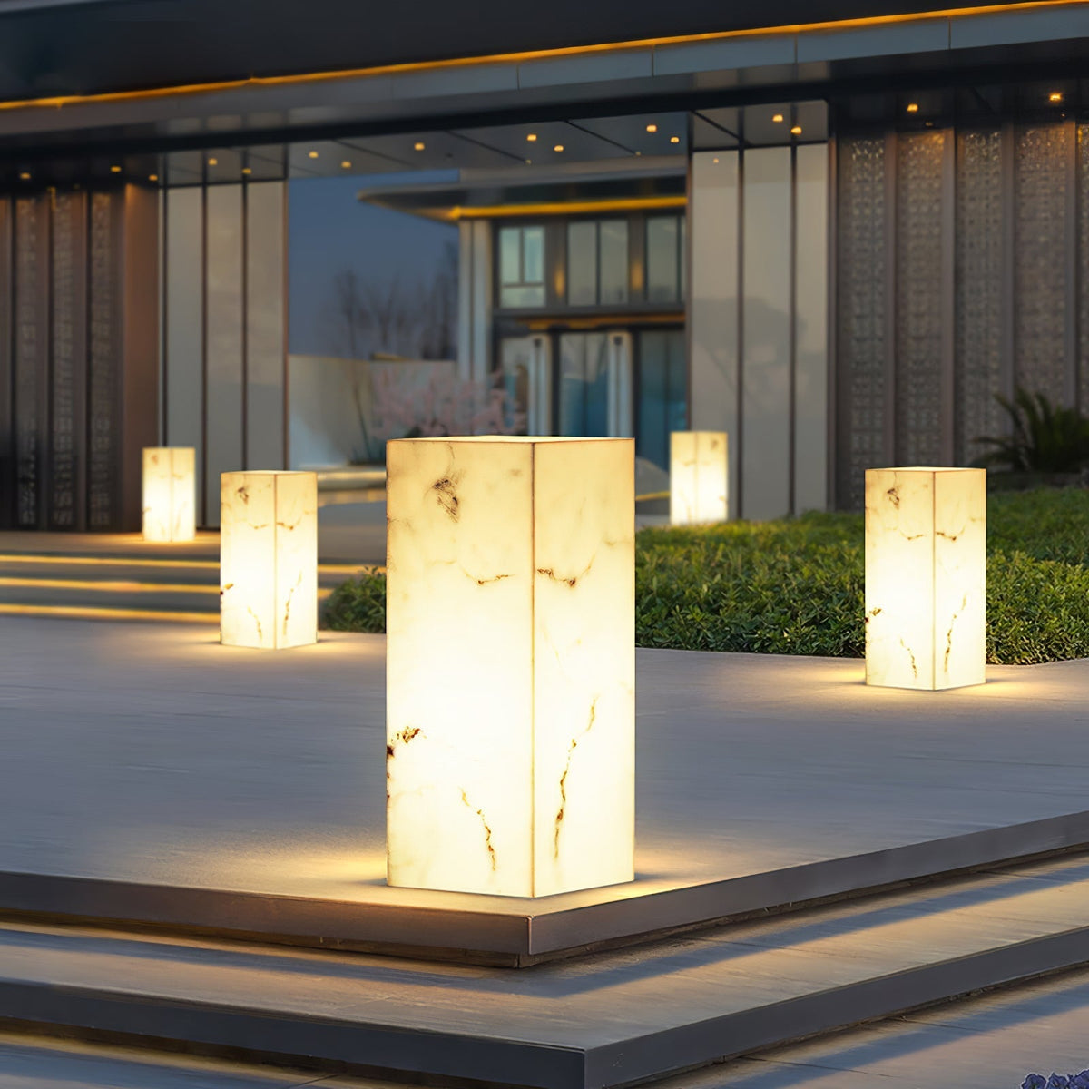 Luz exterior moderna minimalista em mármore, em cubo, Ardorion