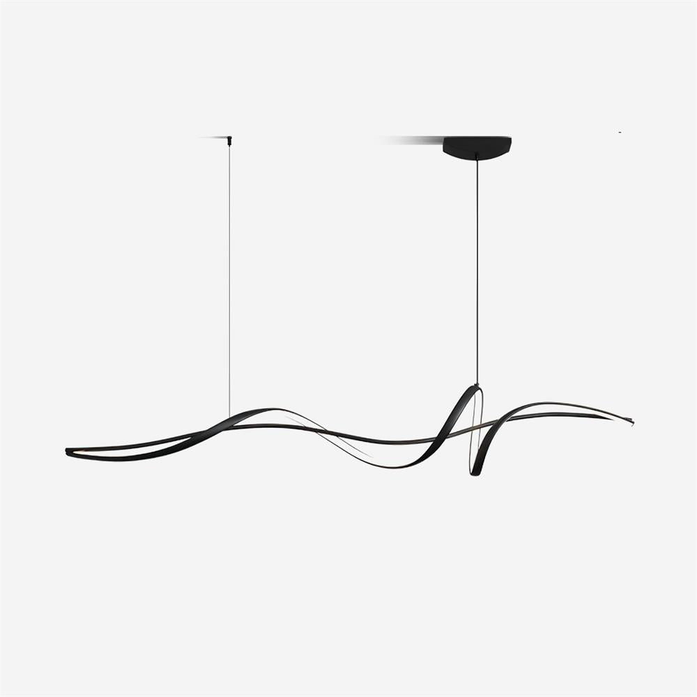 Candeeiro suspenso LED preto ondulado moderno Calelina