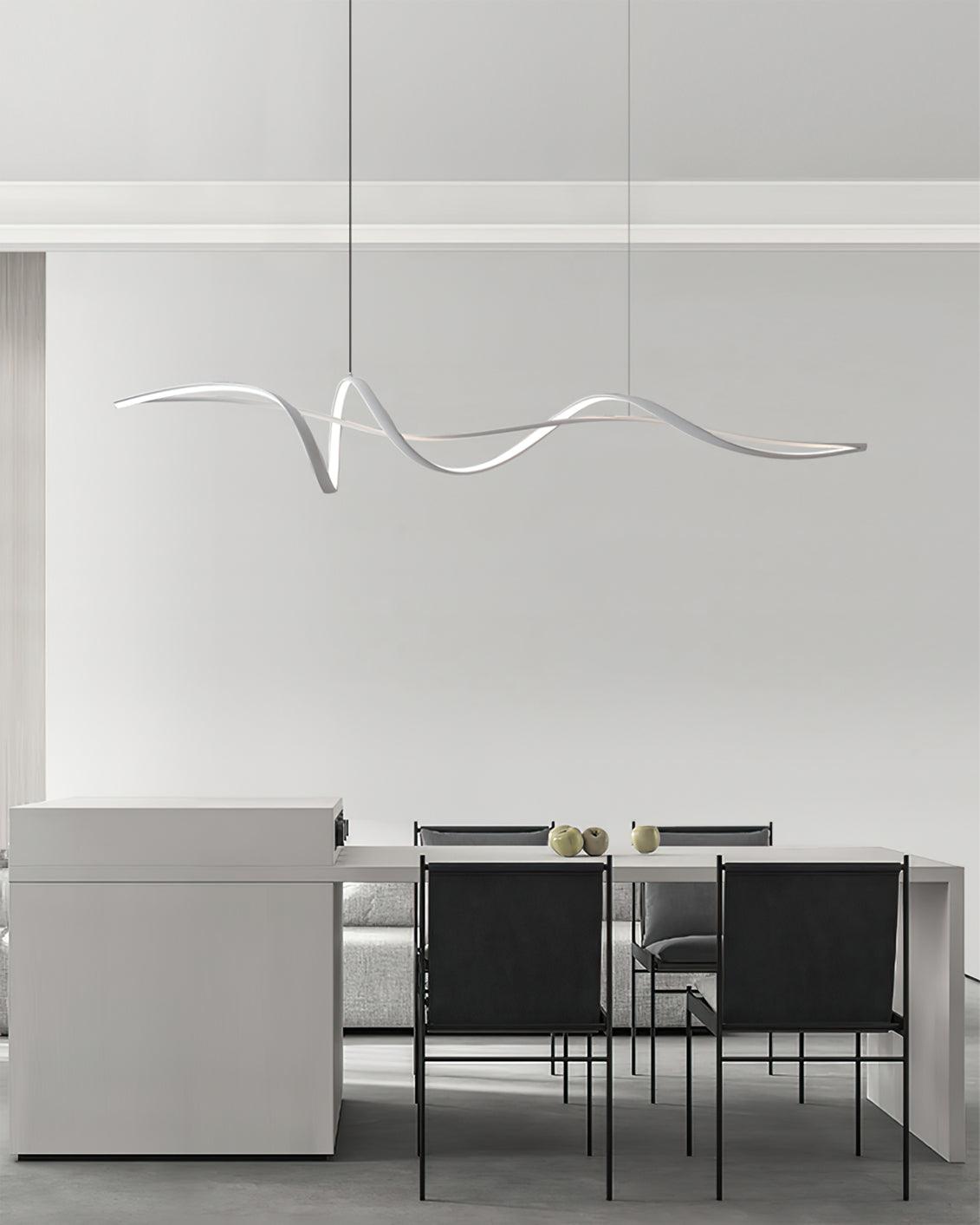 Candeeiro suspenso LED preto ondulado moderno Calelina