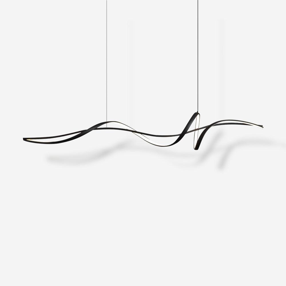 Candeeiro suspenso LED preto ondulado moderno Calelina