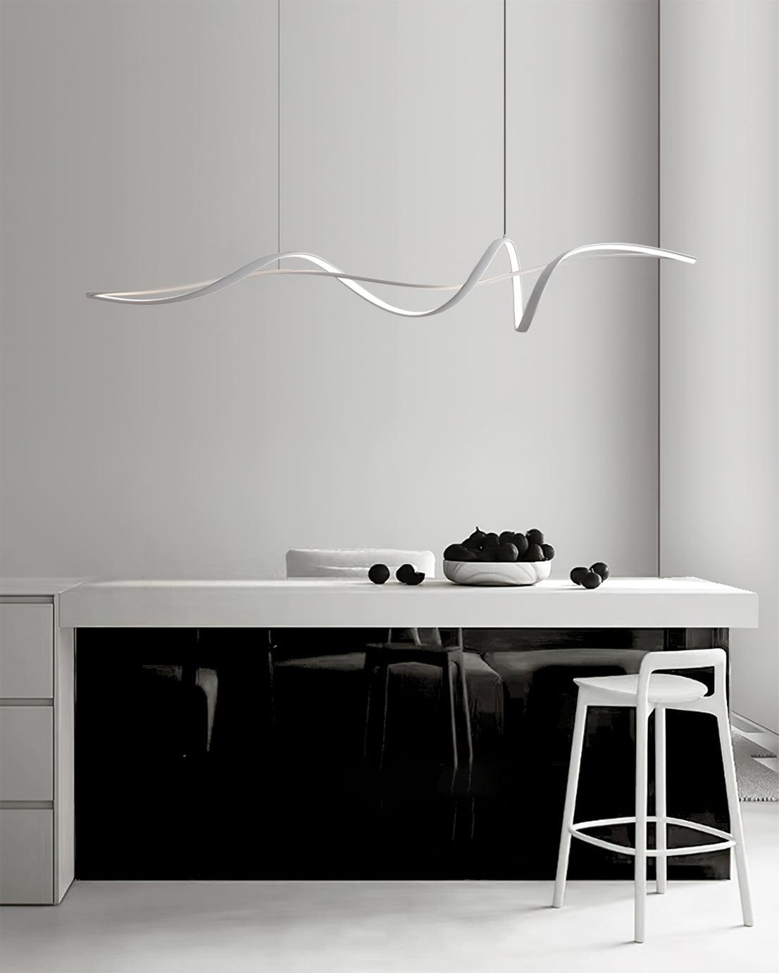 Candeeiro suspenso LED preto ondulado moderno Calelina
