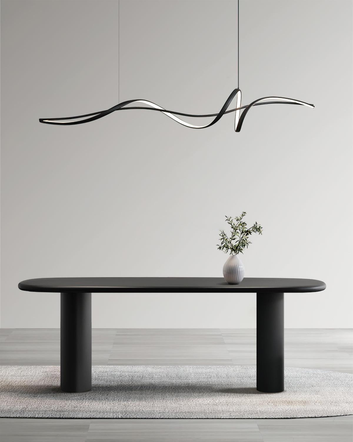 Candeeiro suspenso LED preto ondulado moderno Calelina