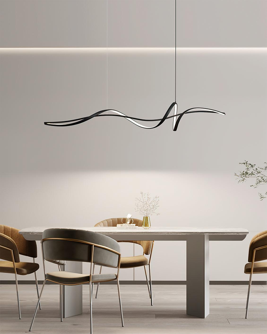Candeeiro suspenso LED preto ondulado moderno Calelina