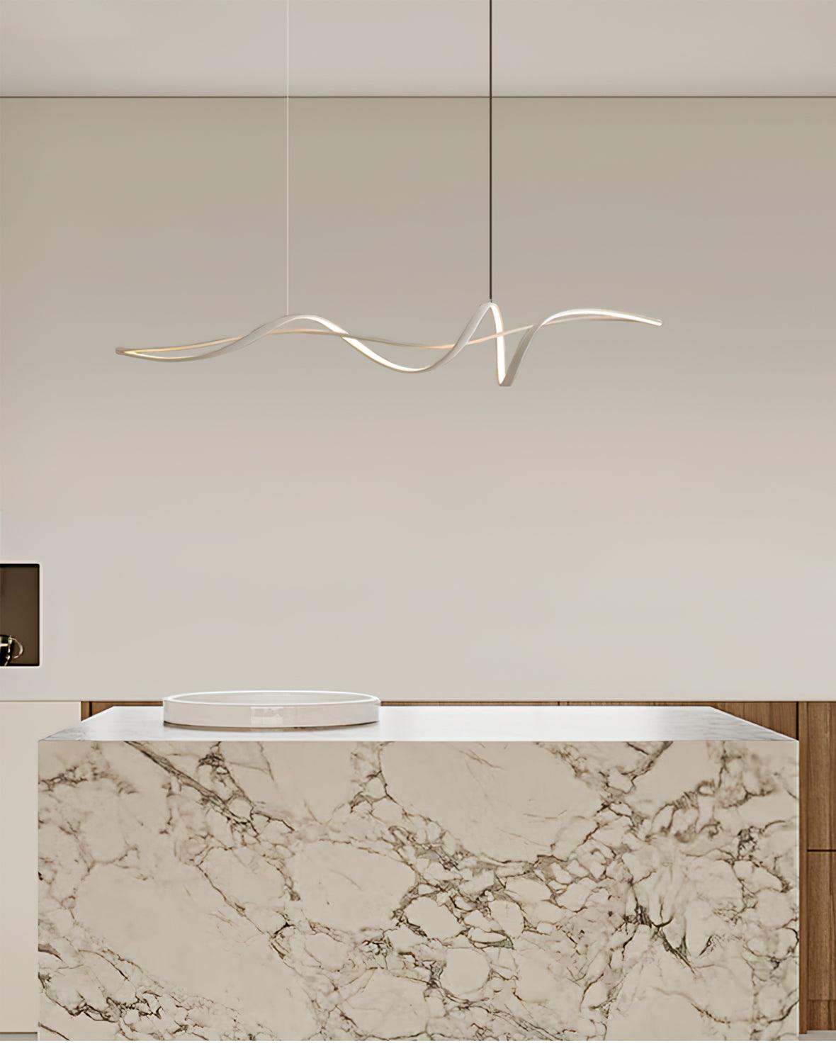 Candeeiro suspenso LED preto ondulado moderno Calelina