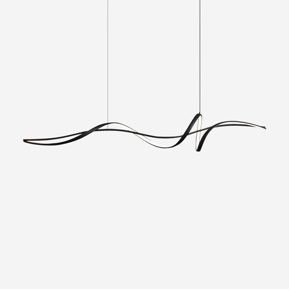 Candeeiro suspenso LED preto ondulado moderno Calelina