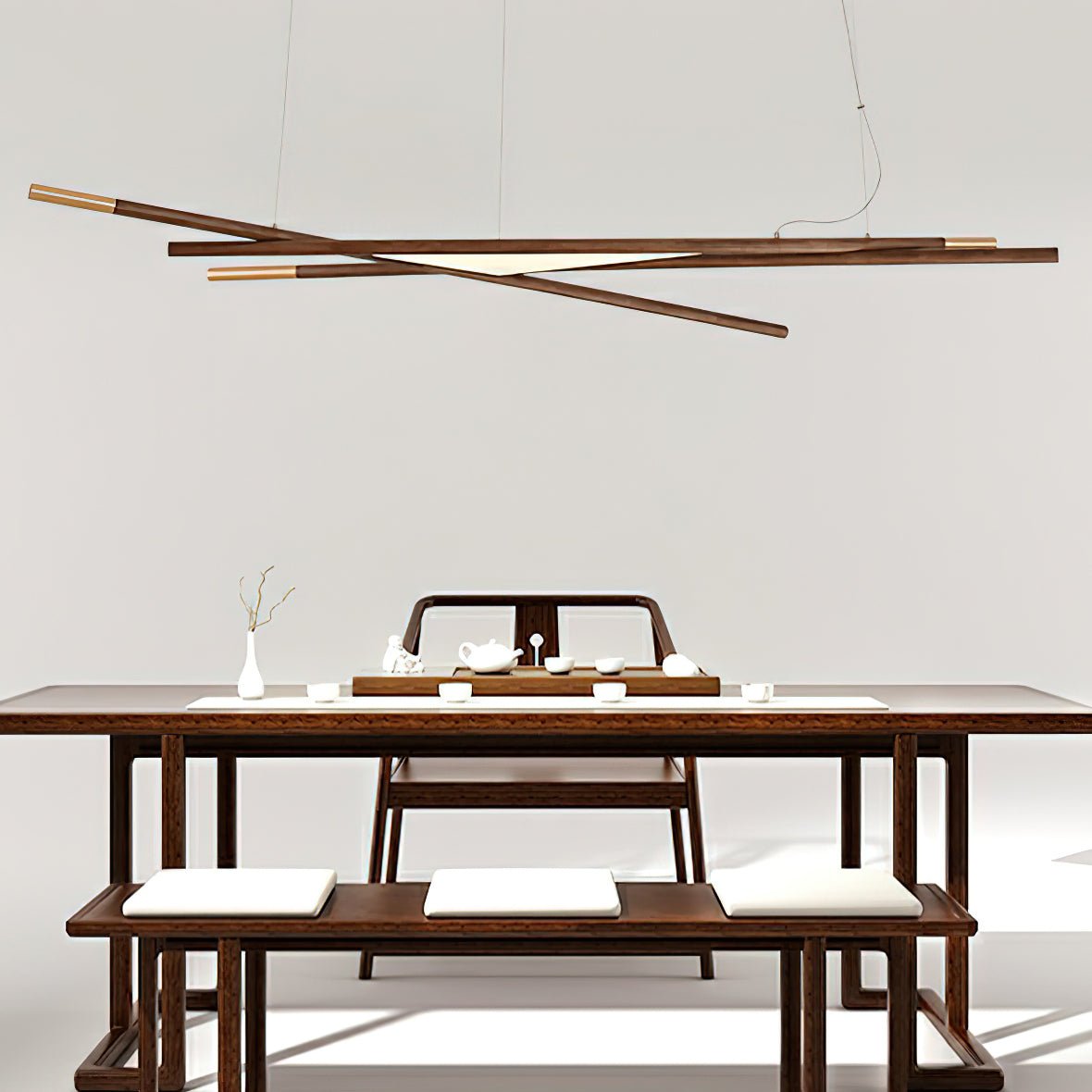 Candeeiro de teto Elvuaine de madeira linear LED