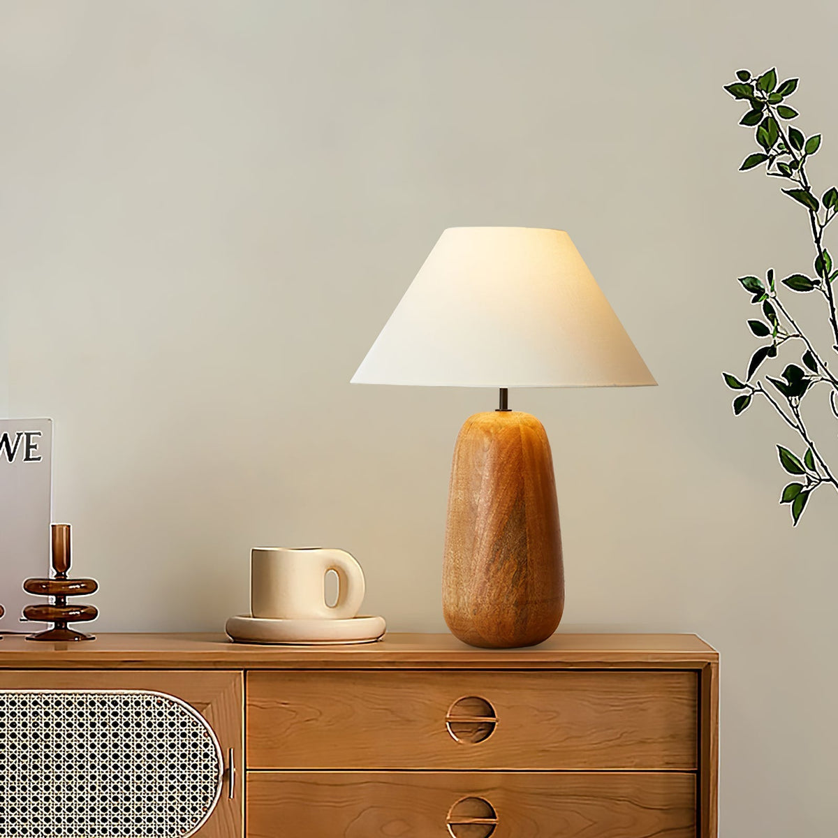 Candeeiro de mesa em madeira Lindenier