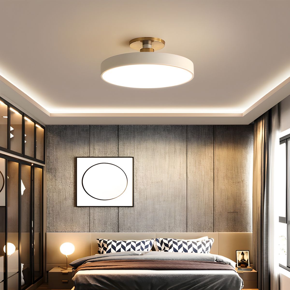 Aureiella moderne loftlampe, plan montering, sort og guld