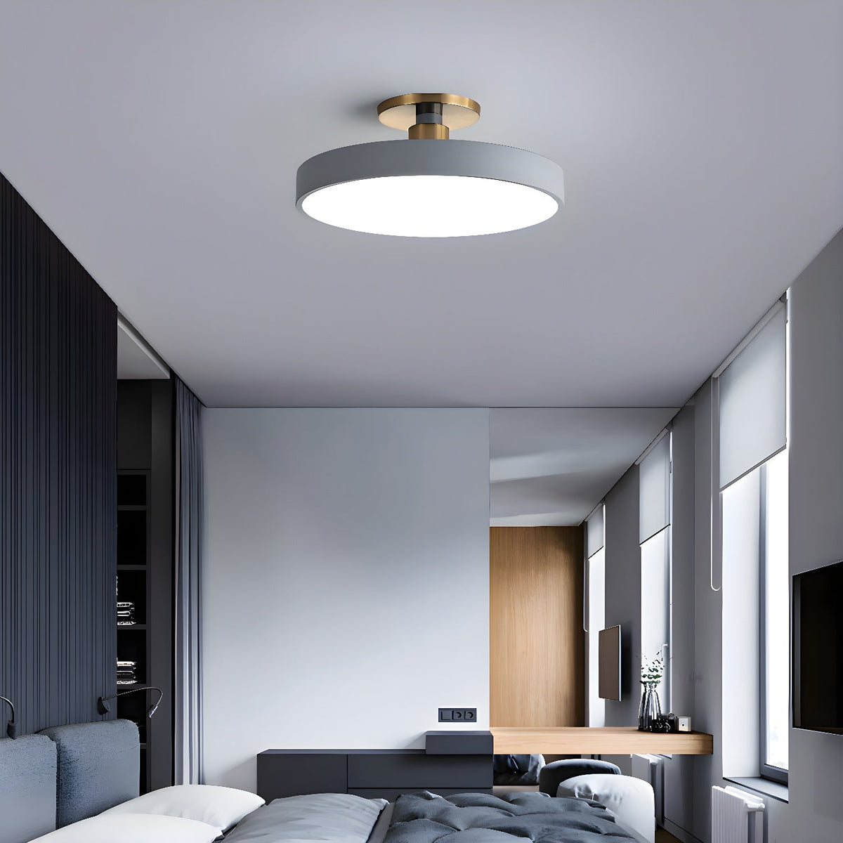 Aureiella moderne loftlampe, plan montering, sort og guld