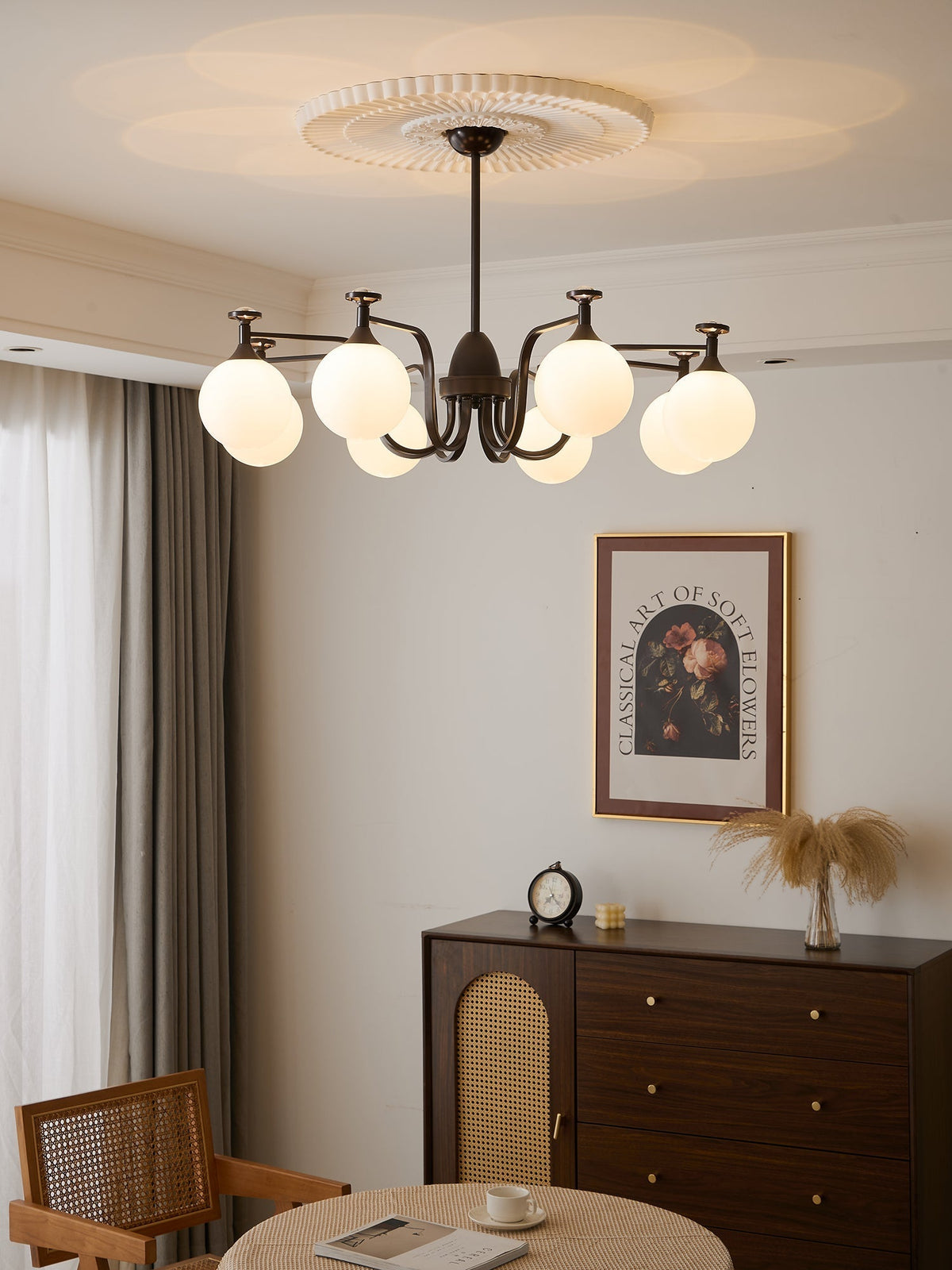 Candeeiro de teto de vidro vintage elegante Zotheira