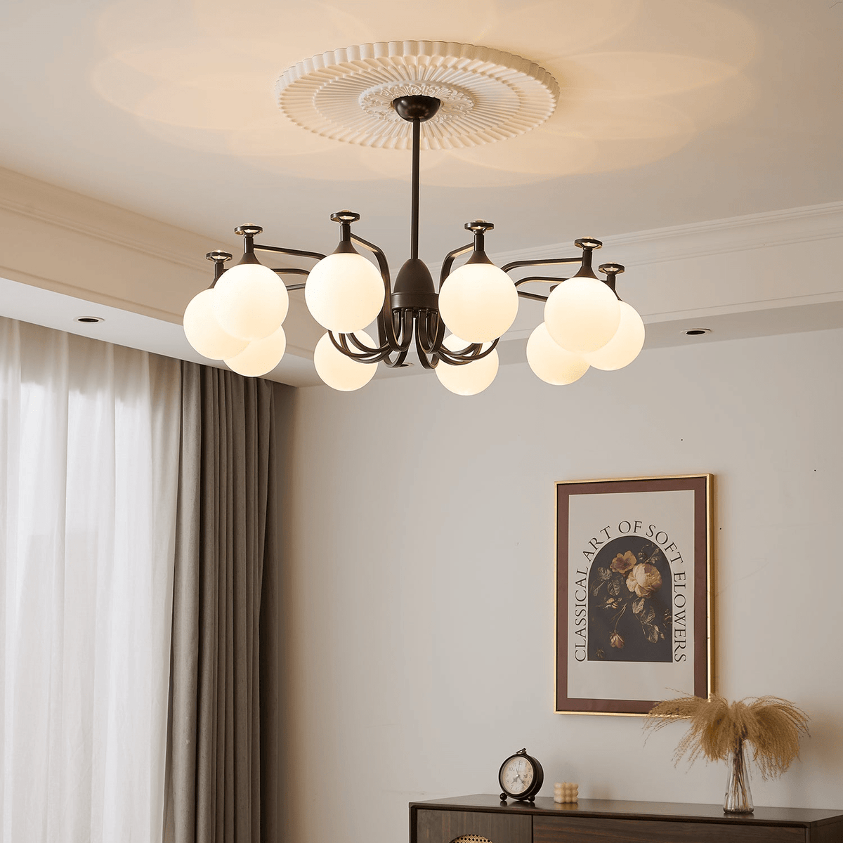 Candeeiro de teto de vidro vintage elegante Zotheira