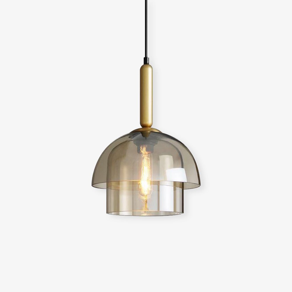 Renley pendellampa med konjakfärgad glaskupa och mässing, mid-century