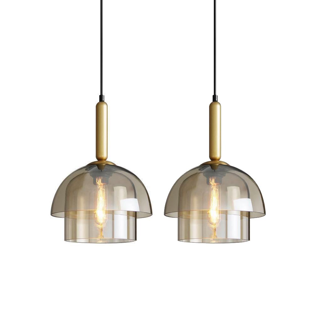 Renley pendellampa med konjakfärgad glaskupa och mässing, mid-century