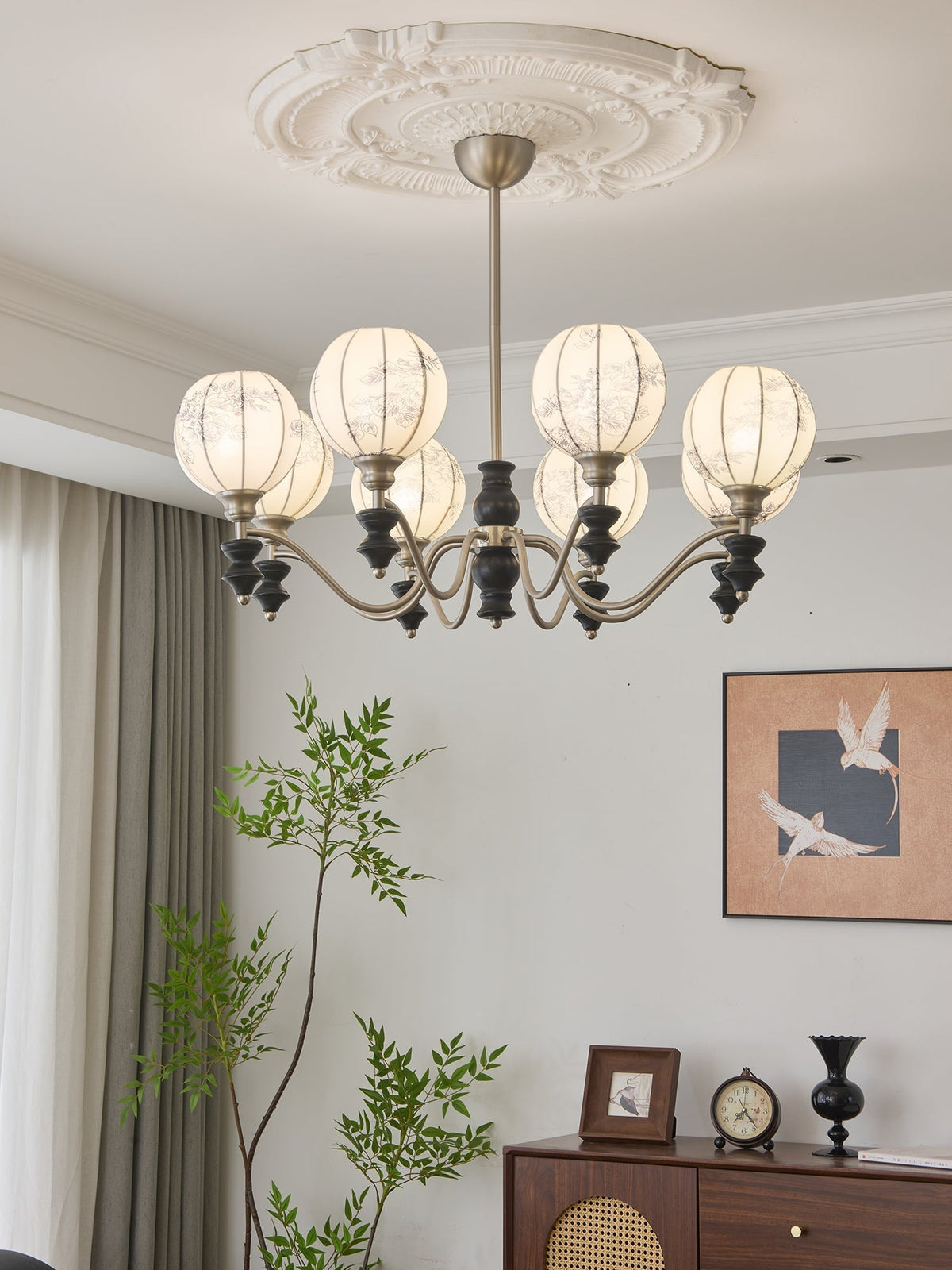 Osilan traditionel elegant vintagekrystallsekrone i træ