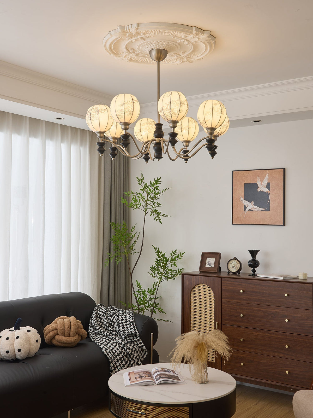 Osilan traditionel elegant vintagekrystallsekrone i træ