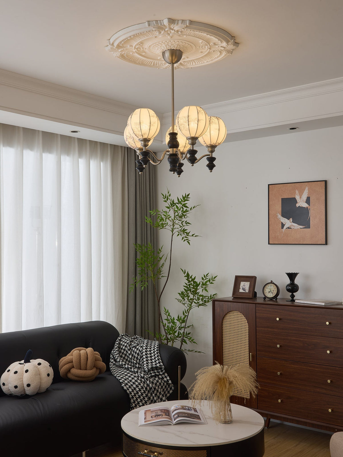 Osilan traditionel elegant vintagekrystallsekrone i træ