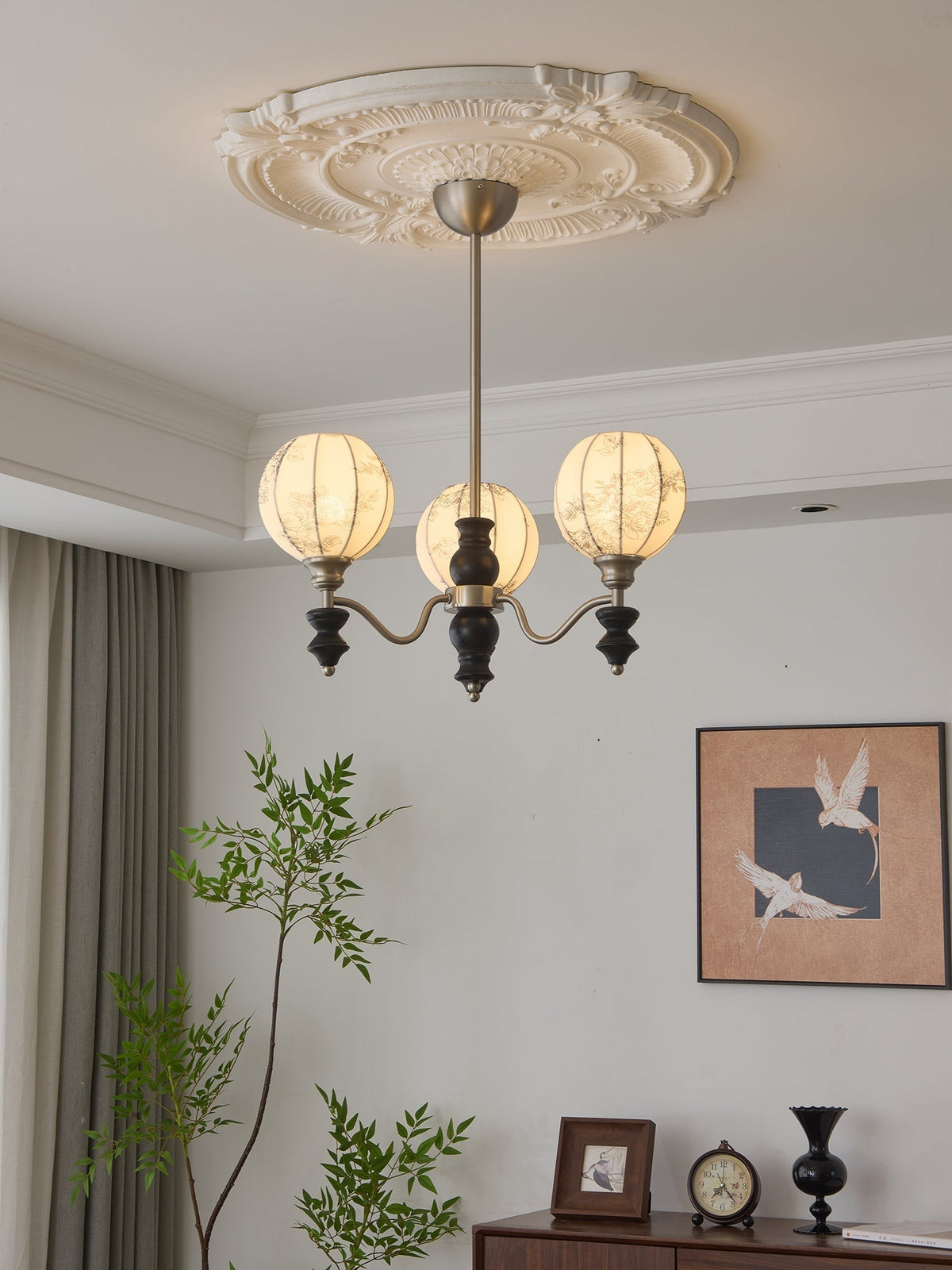 Osilan traditionel elegant vintagekrystallsekrone i træ