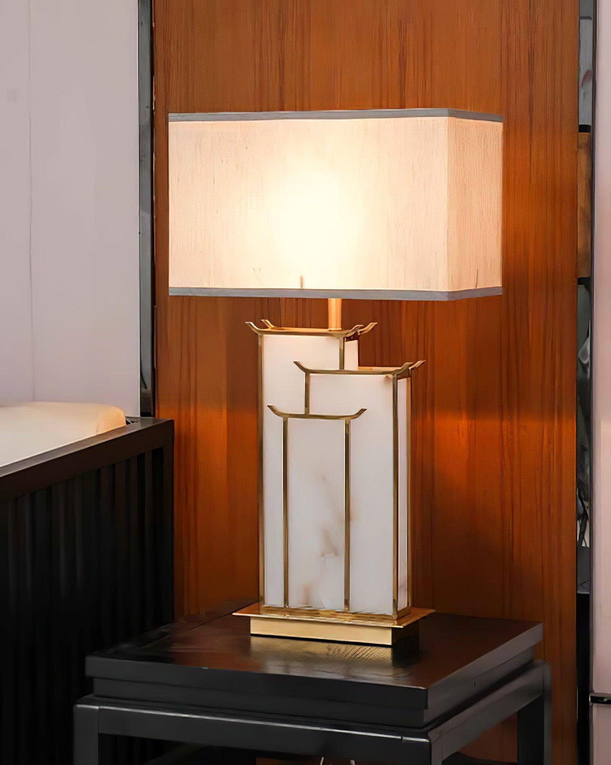 Nysilor rektangulær bordlampe i glas