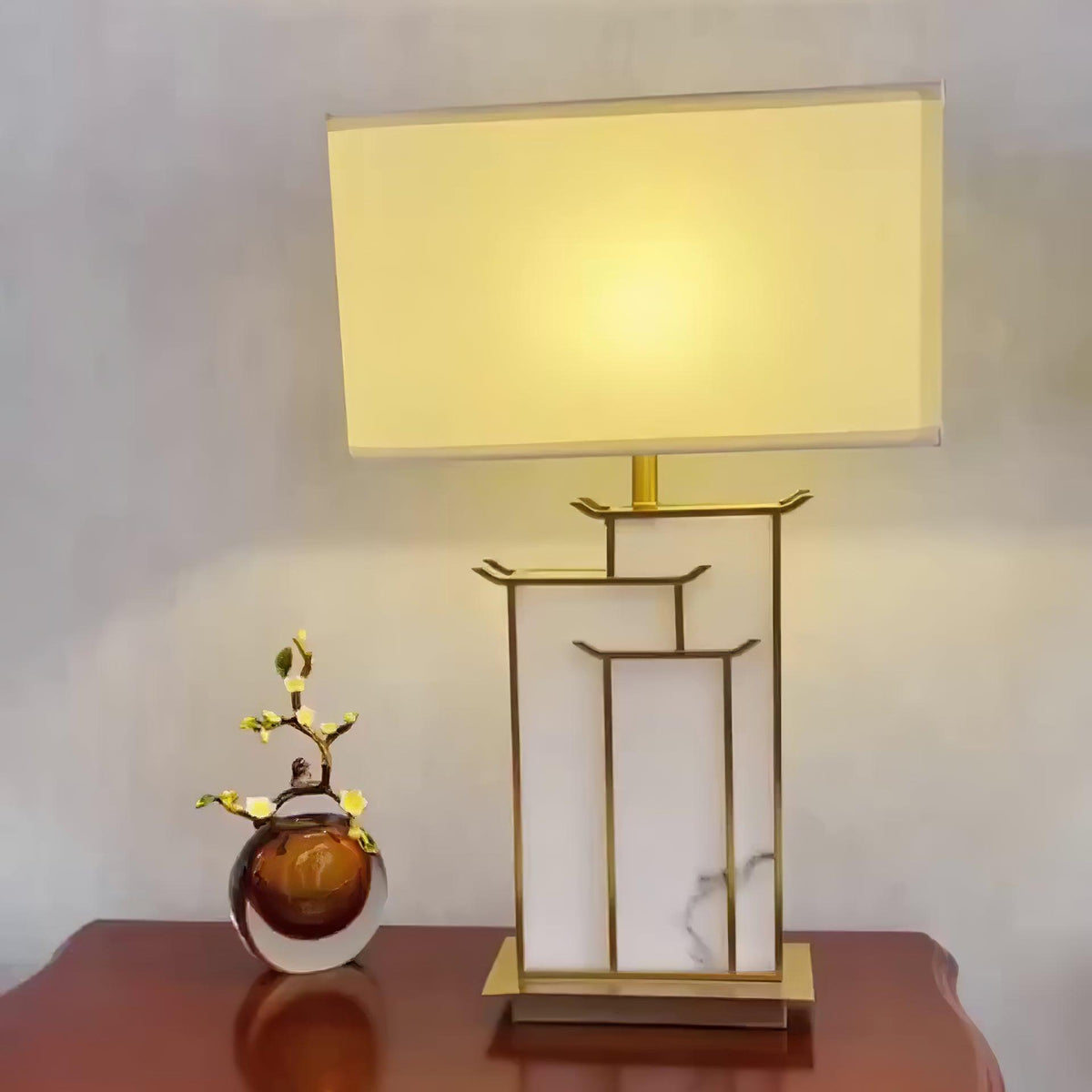 Nysilor rektangulær bordlampe i glas