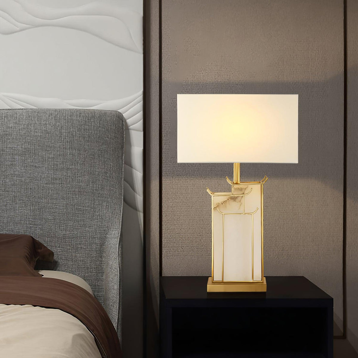 Nysilor rektangulær bordlampe i glas
